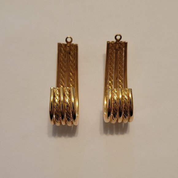 **SOLD**14K Solid Yellow Gold Vintage Filigree J Hoop Earring Jackets - Picture 8 of 8